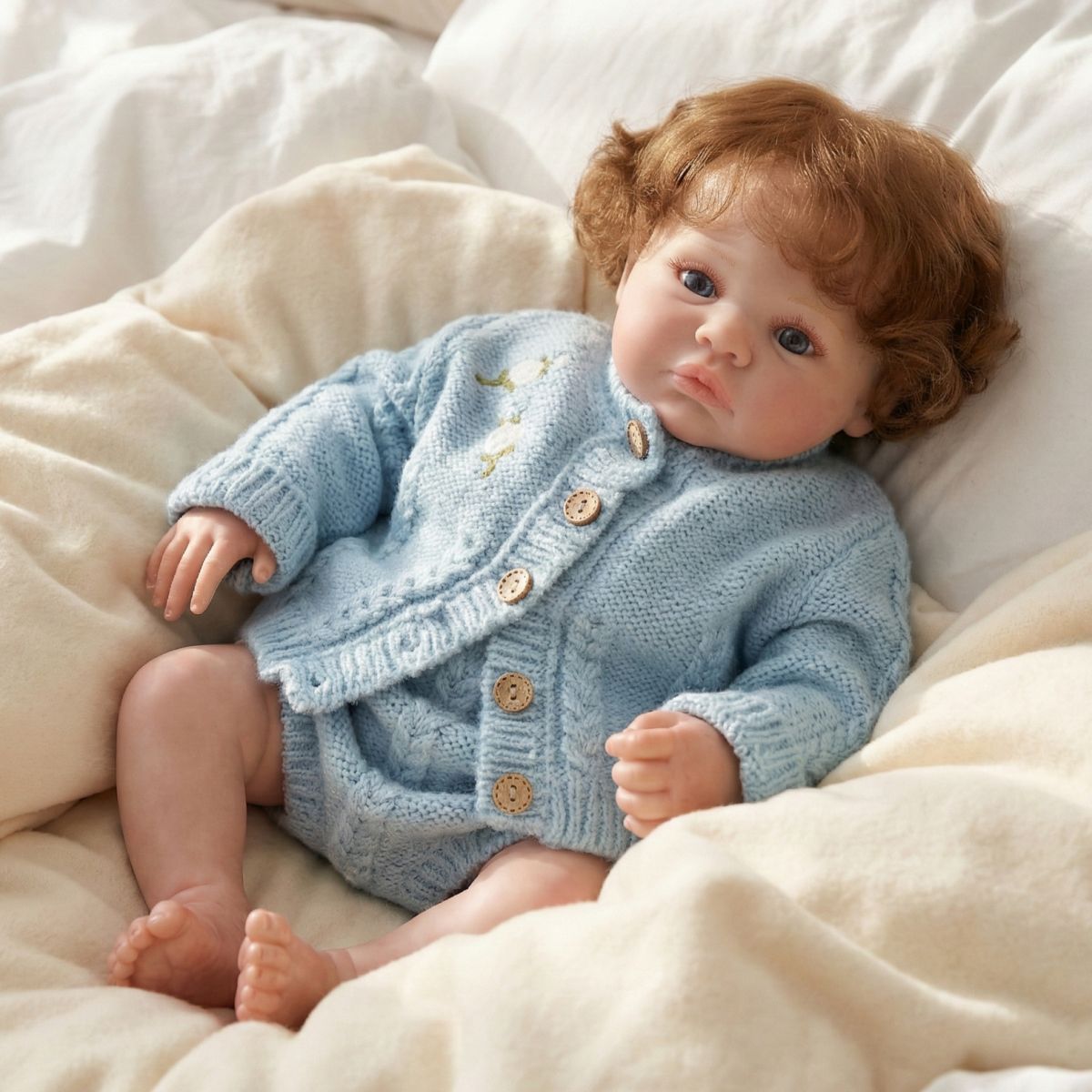 45 cm Reborn-Puppe mit implantierten Haaren, Baby-Simulation