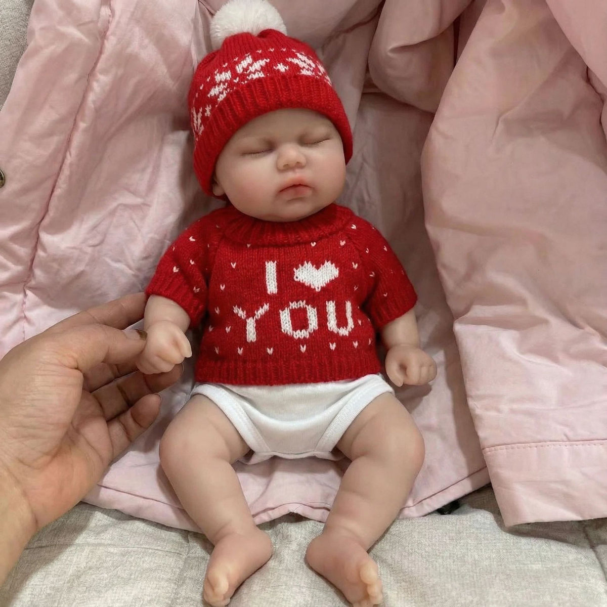 12-Zoll-Silikon-Reborn-Puppe im roten Pullover, Gurken-Design, als Weihnachtsgeschenk für Kinder