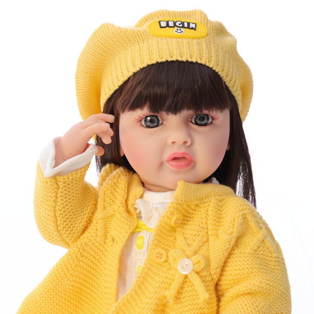 Englisch Russisch Spanisch Weinende und lachende Dialog-Puppe 22 Zoll Vollkunststoff Reborn-Puppe Simulations-Babypuppe Mädchen