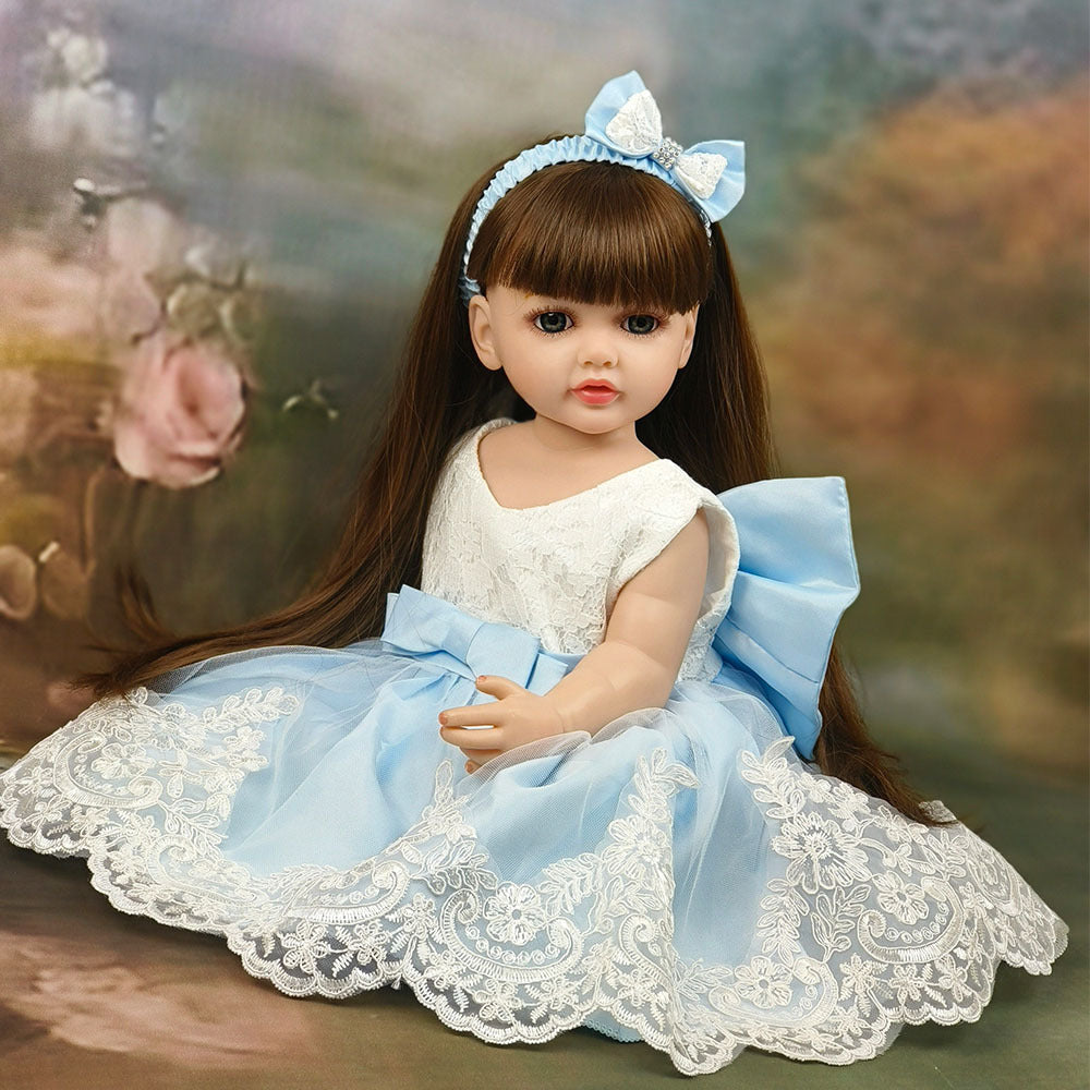 22-Zoll-Reborn-Puppe mit Ganzkörper-Vinyl und Geräuschsensor, fesselndes Spielzeug, perfektes Geschenk für Kinder und erwachsene Sammler zu besonderen Anlässen