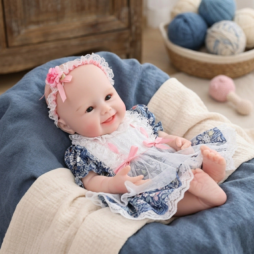 17 Zoll Reborn Babypuppe, niedliche Vollsilikon-Babypuppe, realistische Neugeborenen-Puppe, Spielzeug, Weihnachtsgeschenk