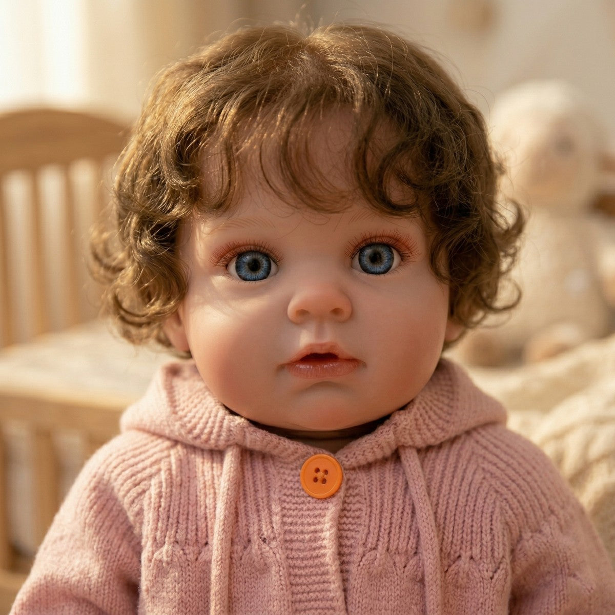 55 cm Reborn-Puppe Simulations-Baby, implantiertes Haar, handgefertigt, exquisite handbemalte 3D-Puppe