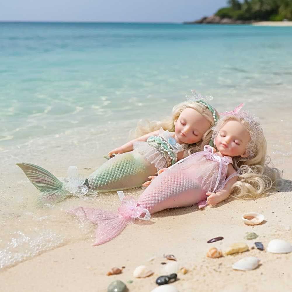 10-Zoll-Meerjungfrauen-Babypuppe aus Vollsilikon, schlafende Fantasy-Figur, Geschenk für Geburtstage und Feiertage