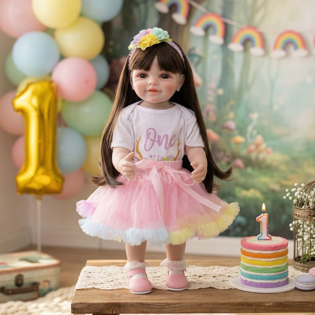 22 Zoll große stehende Reborn-Kleinkindpuppe mit Ganzkörper-Vinyl für Geschenke