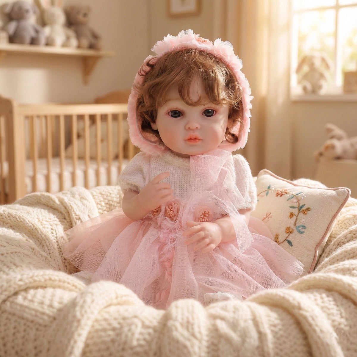 50 cm Reborn-Puppe, implantiertes Haar, Ganzkörper-Vinyl-Reborn-Puppe, aufwendig handbemalt, 3D-Anziehpuppe als Geschenk und Sammlerstück