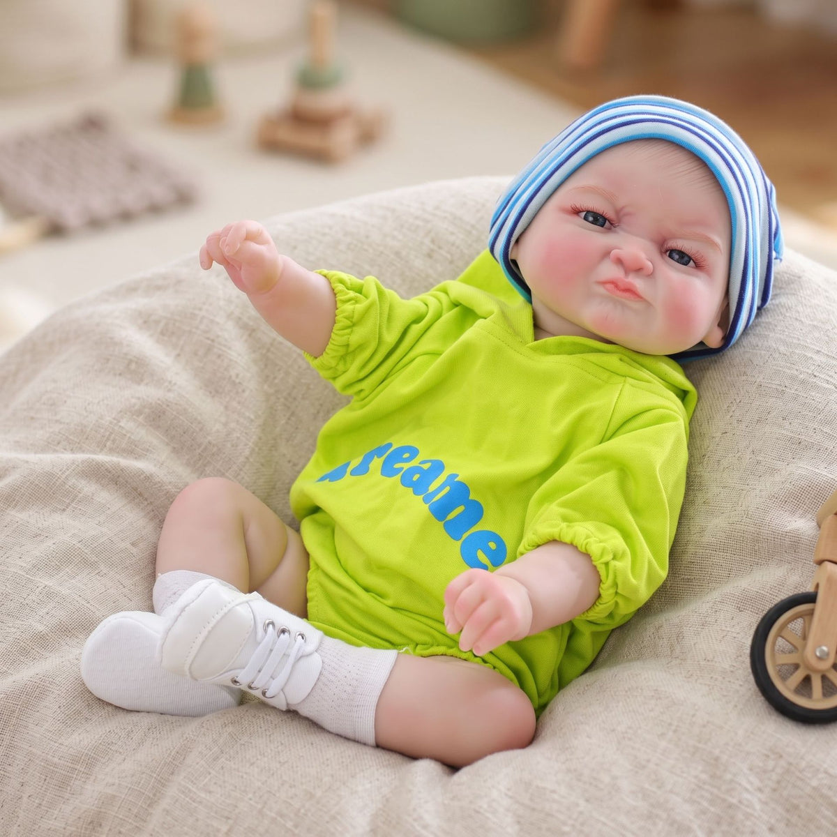 24 Zoll handbemalte Reborn-Babypuppe mit Vollvinylkörper, Spielhaus-Geschenk für Kinder, Sammlerstück