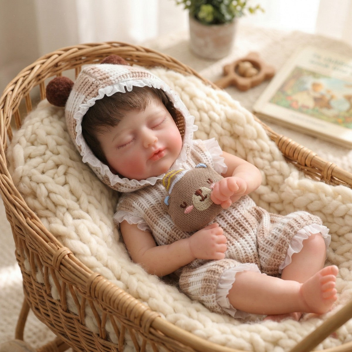 12 Zoll 30 cm Reborn-Puppe aus Vollsilikon mit implantiertem Haar, Simulations-Baby zum Umziehen