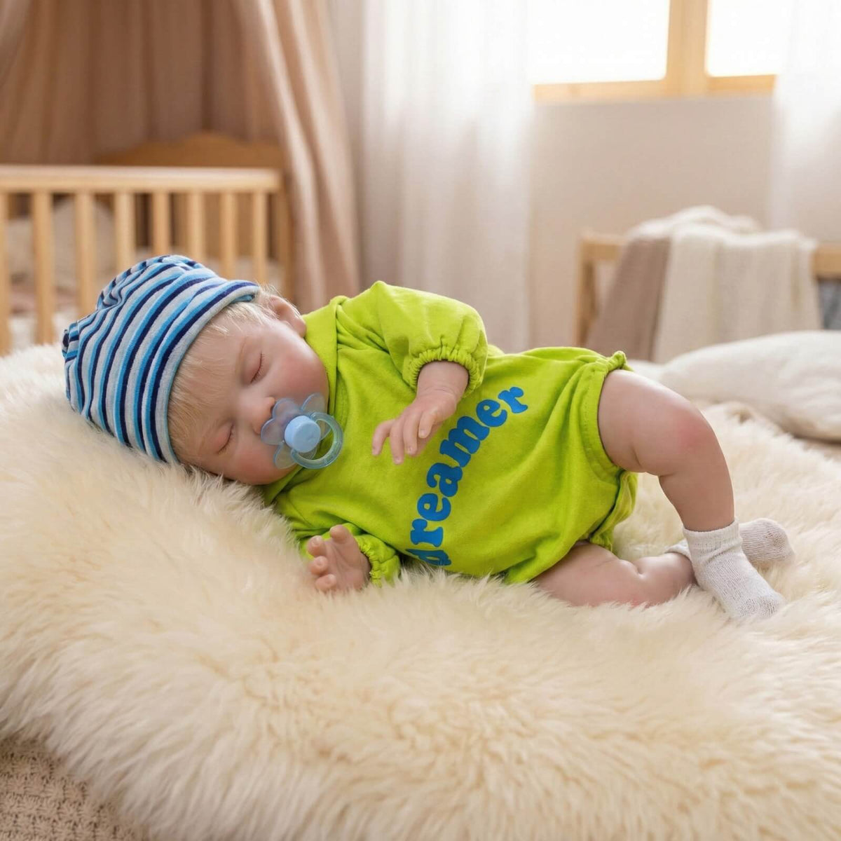 24 Zoll 60 cm Reborn-Puppe mit Haarimplantaten und Stoffkörper
