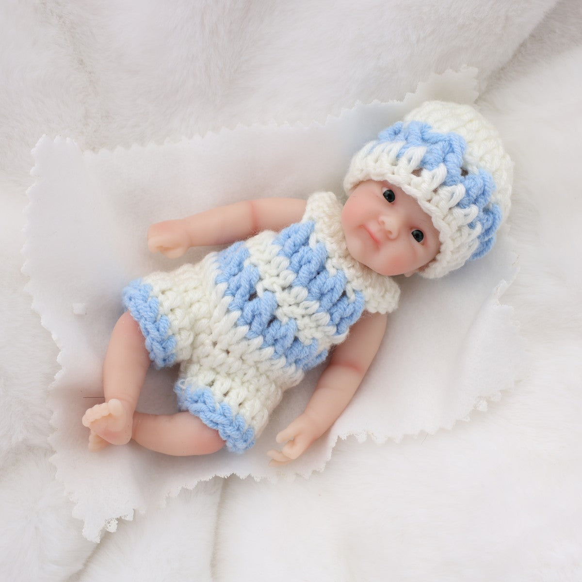 6-Zoll-Handflächen-Reborn-Babypuppe aus massivem Silikon, realistische, dehnbare Spielzeugpuppe als Geschenk für Kinder