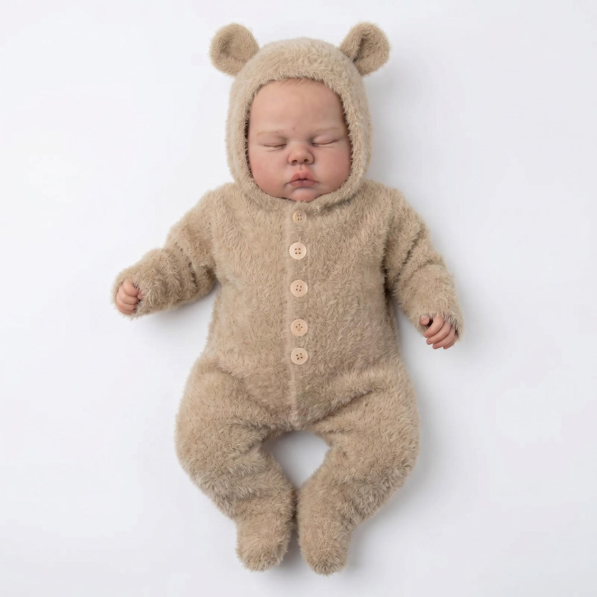 Friedlich schlafendes, 48 cm großes Reborn-Babypuppe mit Stoffkörper und geschlossenen Augen, perfektes Geburtstags-, Weihnachts- und Ostergeschenk als Begleitspielzeug für Mädchen und erwachsene Sammler