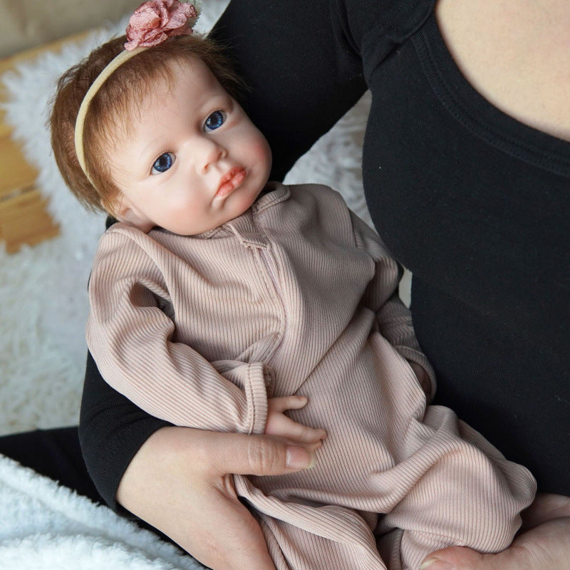 Echtes Hautgefühl 18 Zoll Vollsilikon Reborn-Puppe handgefertigtes Babyspielzeug für Kindergeburtstagsgeschenk