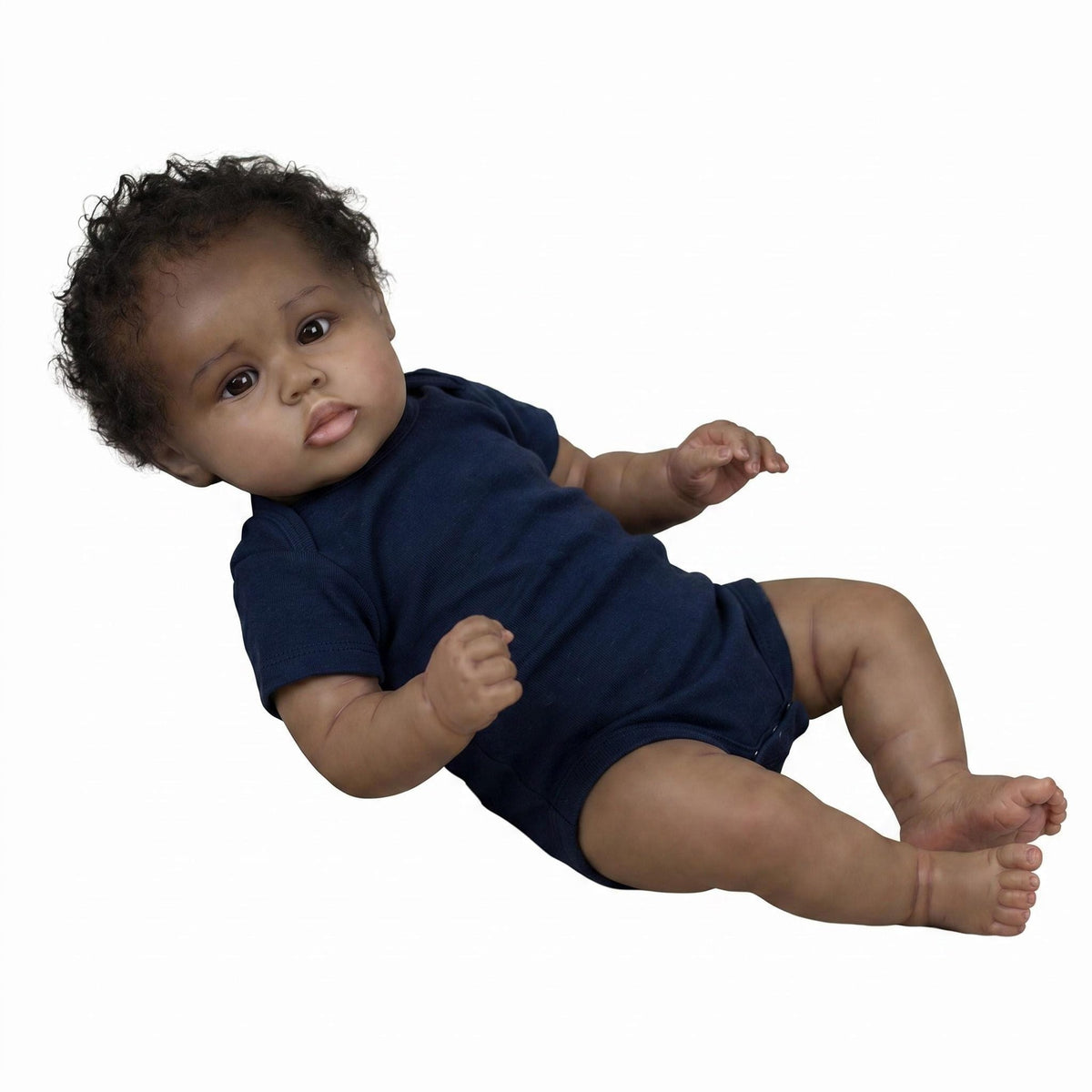 19 Zoll mit Stoffkörper, weichen Vinyl-Gliedmaßen, Soft-Touch-Haut und verwurzeltem lockigem Haar, Reborn-Puppen für Mädchen