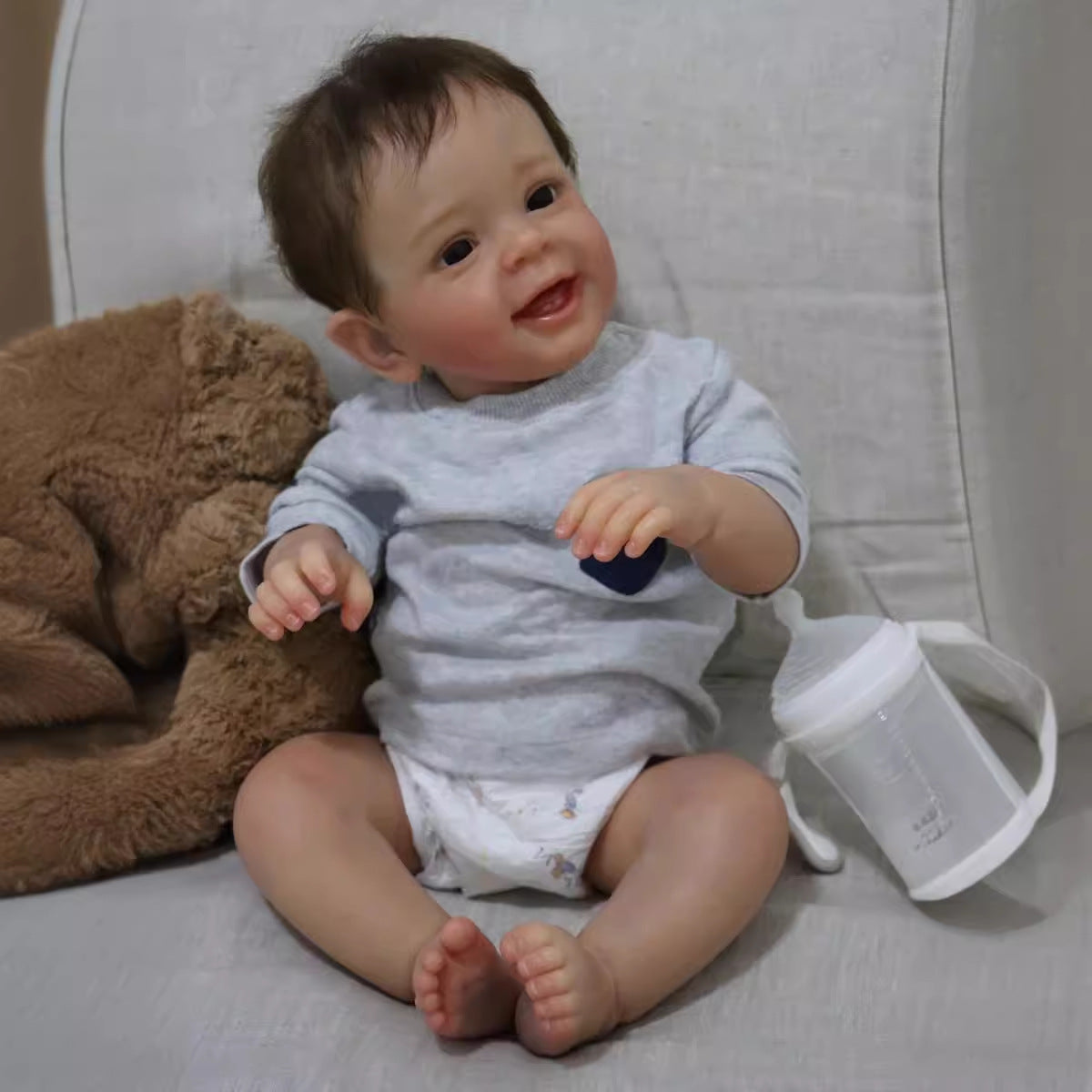 58 cm realistische Reborn-Babypuppe mit Stoffkörper, Neugeborenen-Puppe als Geschenk