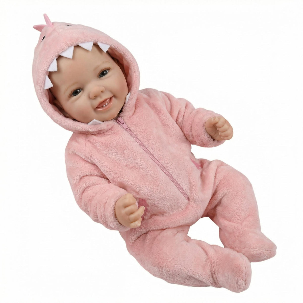 17-Zoll-Reborn-Puppe im pinken Dinosaurier-Anzug