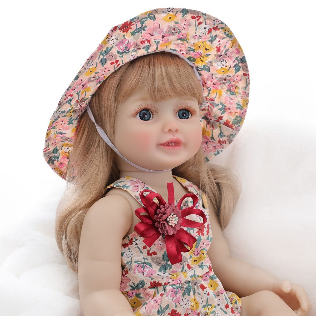 Englisch Russisch Spanisch Weinende und lachende Dialog-Puppe 22 Zoll Vollkunststoff Reborn-Puppe Simulations-Babypuppe Mädchen