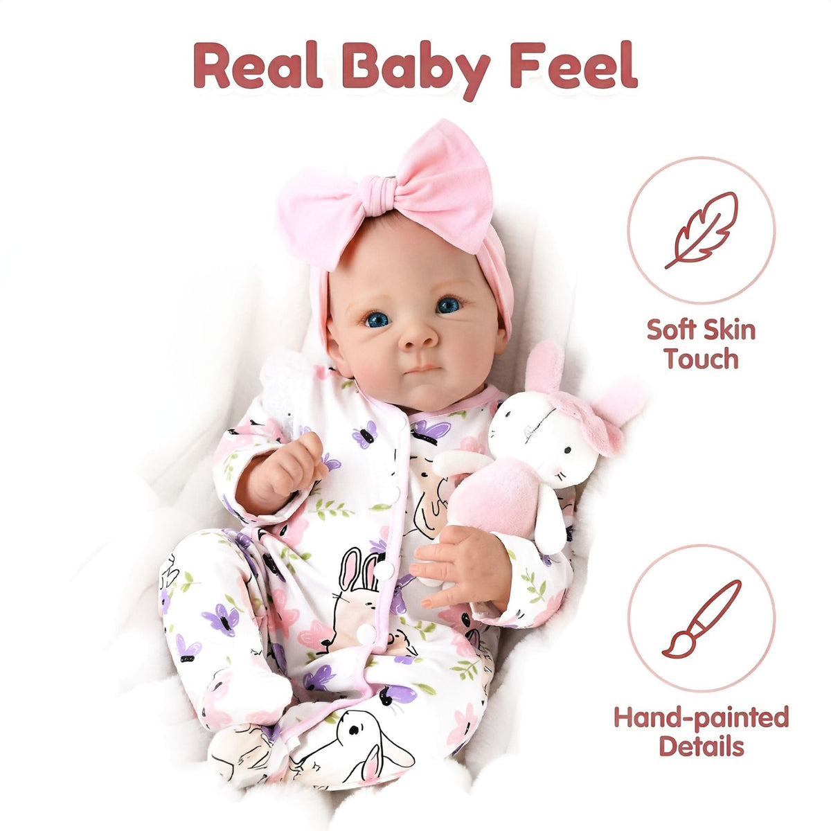 18-Zoll-Reborn-Puppe Bettie, vollvinyl, im Strampler mit Puder-Druck