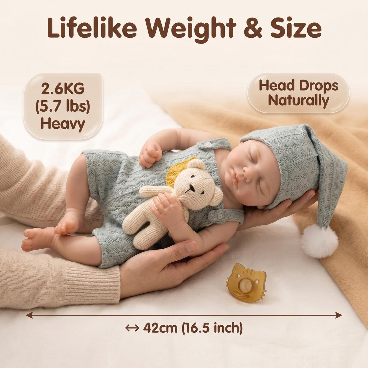 16 Zoll (ca. 40 cm) Full-Silikon Reborn-Puppe zum Schlafen | Geschenk für Feiertage & Geburtstage