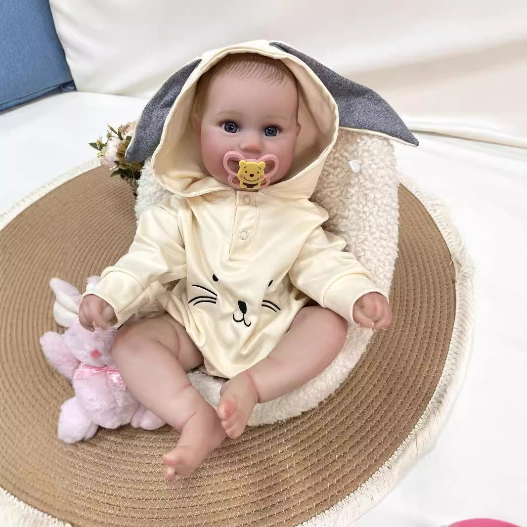 19 Zoll handgefertigte, lebensechte Reborn-Babypuppe mit Stoffkörper, realistischer 3D-Haut, Spielzeug für kleine Mädchen