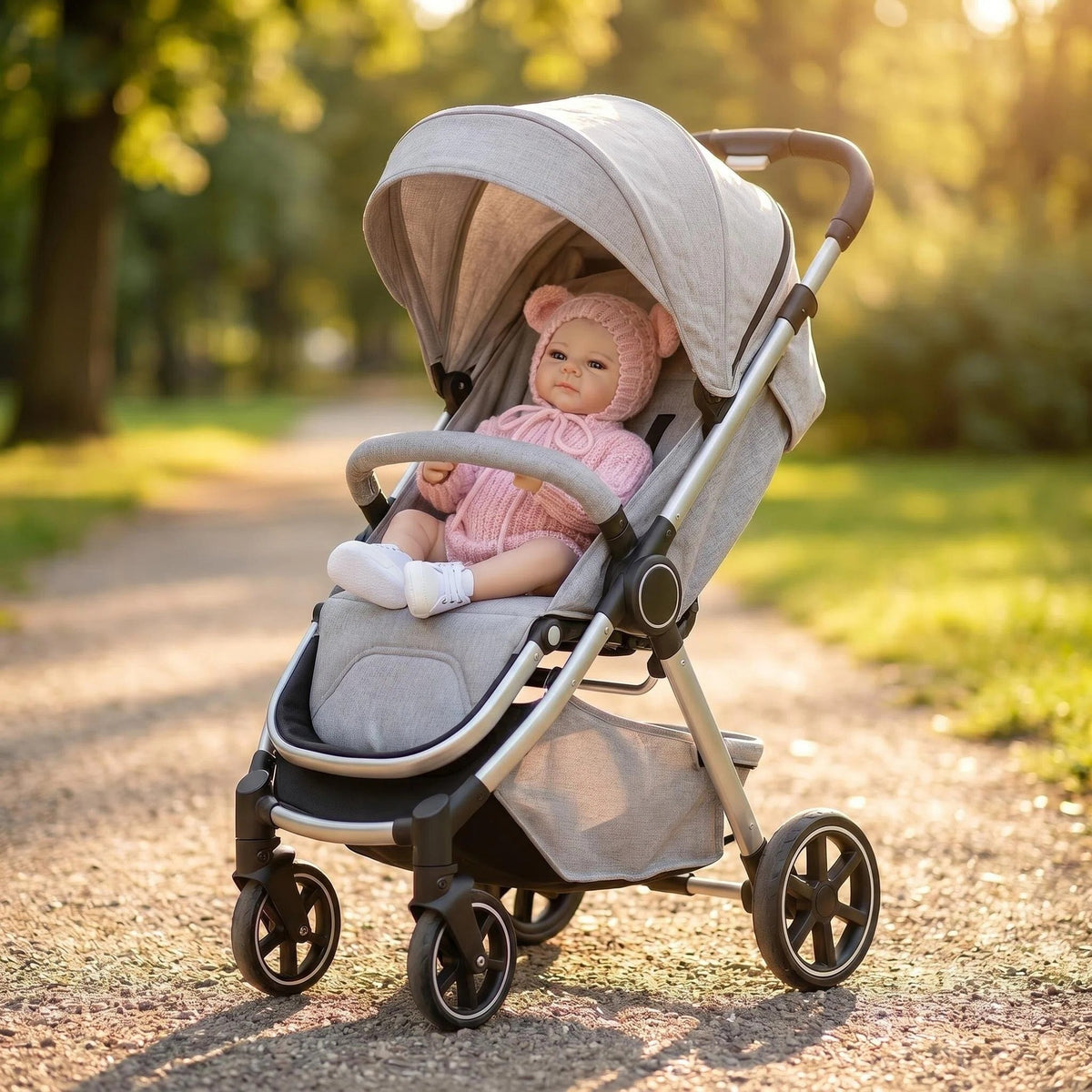 19 Zoll Reborn-Babypuppe mit Ganzkörper-Vinyl, süßer, neutraler, rosa Strickanzug, Simulationspuppe für das Kinderzimmer als Geschenk für Mädchen
