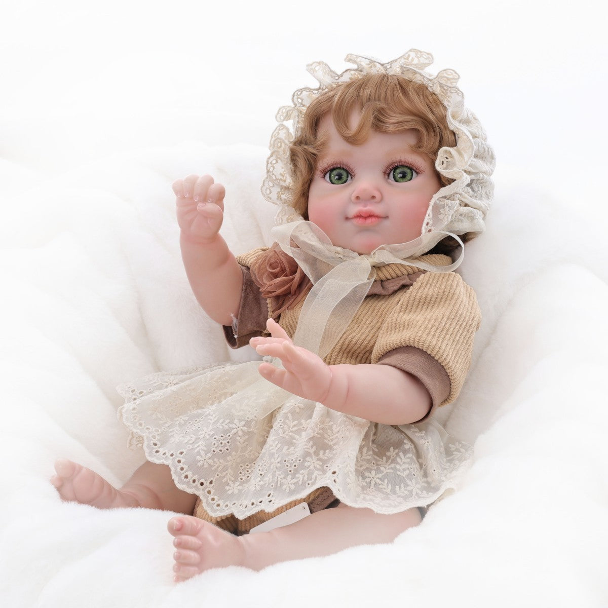 50 cm Reborn-Puppe mit implantiertem Haar und Vollverklebung, handgefertigt, exquisit bemalte 3D-Puppe
