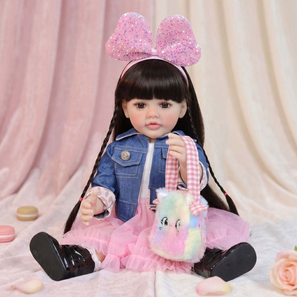 22-Zoll-Steh-Reborn-Kleinkindpuppe mit Ganzkörper-Vinyl für Geschenke und Dekoration