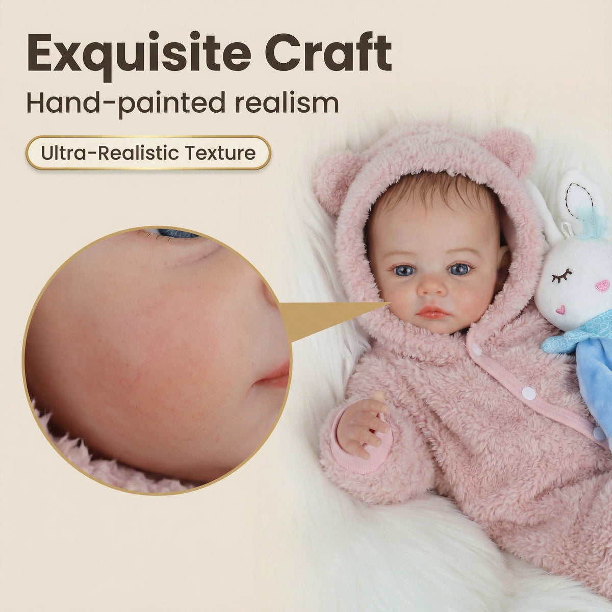 49 cm Reborn-Baby Meadow mit blauen Augen in Plüschkleidung