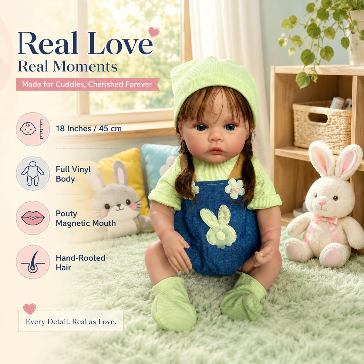 Lebensechte 46 cm Reborn-Puppe mit Ganzkörper-Vinyl, vielseitiger Spielgefährte für Kinder und erwachsene Liebhaber für festliche Anlässe
