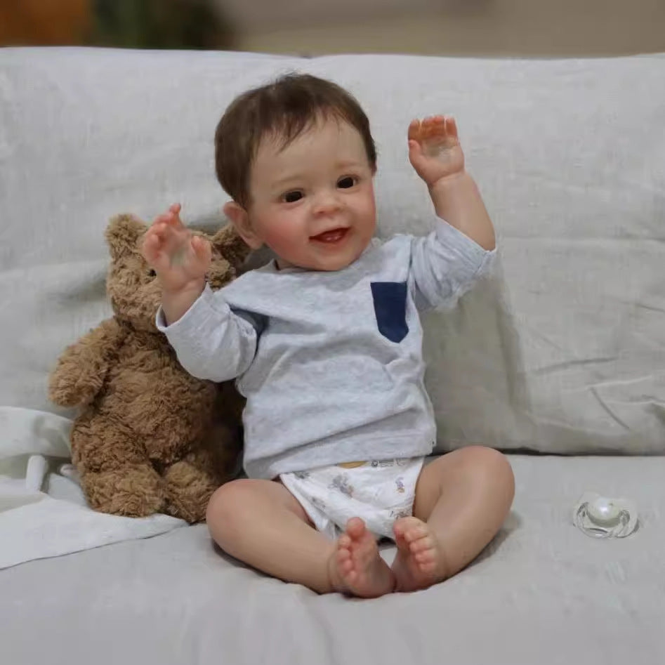 58 cm realistische Reborn-Babypuppe mit Stoffkörper, Neugeborenen-Puppe als Geschenk