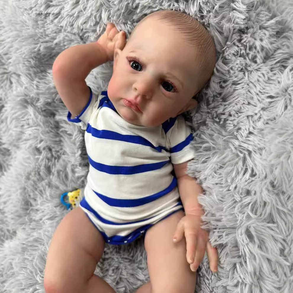58 cm realistische Reborn-Babypuppe mit weichem Stoffkörper, 3D-Haut mit sichtbaren Äderchen, handgefertigte Neugeborenen-Puppe, Geschenkspielzeug für kleine Mädchen und Sammler