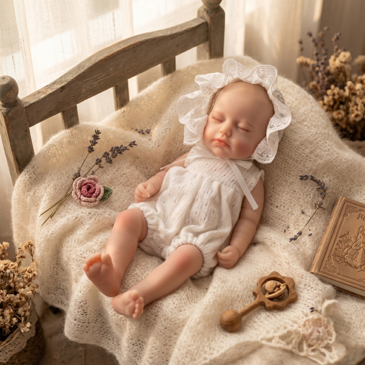 12-Zoll-Reborn-Puppe aus Vollsilikon mit echtem Tastgefühl, 30 cm groß, dehnbar, mit geschlossenen Augen, glatzköpfige Simulations-Babypuppe