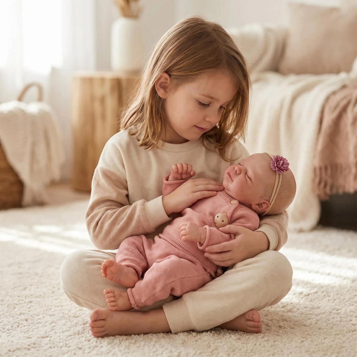 19 Zoll Reborn-Babypuppe aus Vollvinyl, schlafendes Neugeborenes mit geschlossenen Augen, perfektes Spielzeug für Geburtstage, Weihnachten & Ostern, Begleitspielzeug für Mädchen und erwachsene Sammler