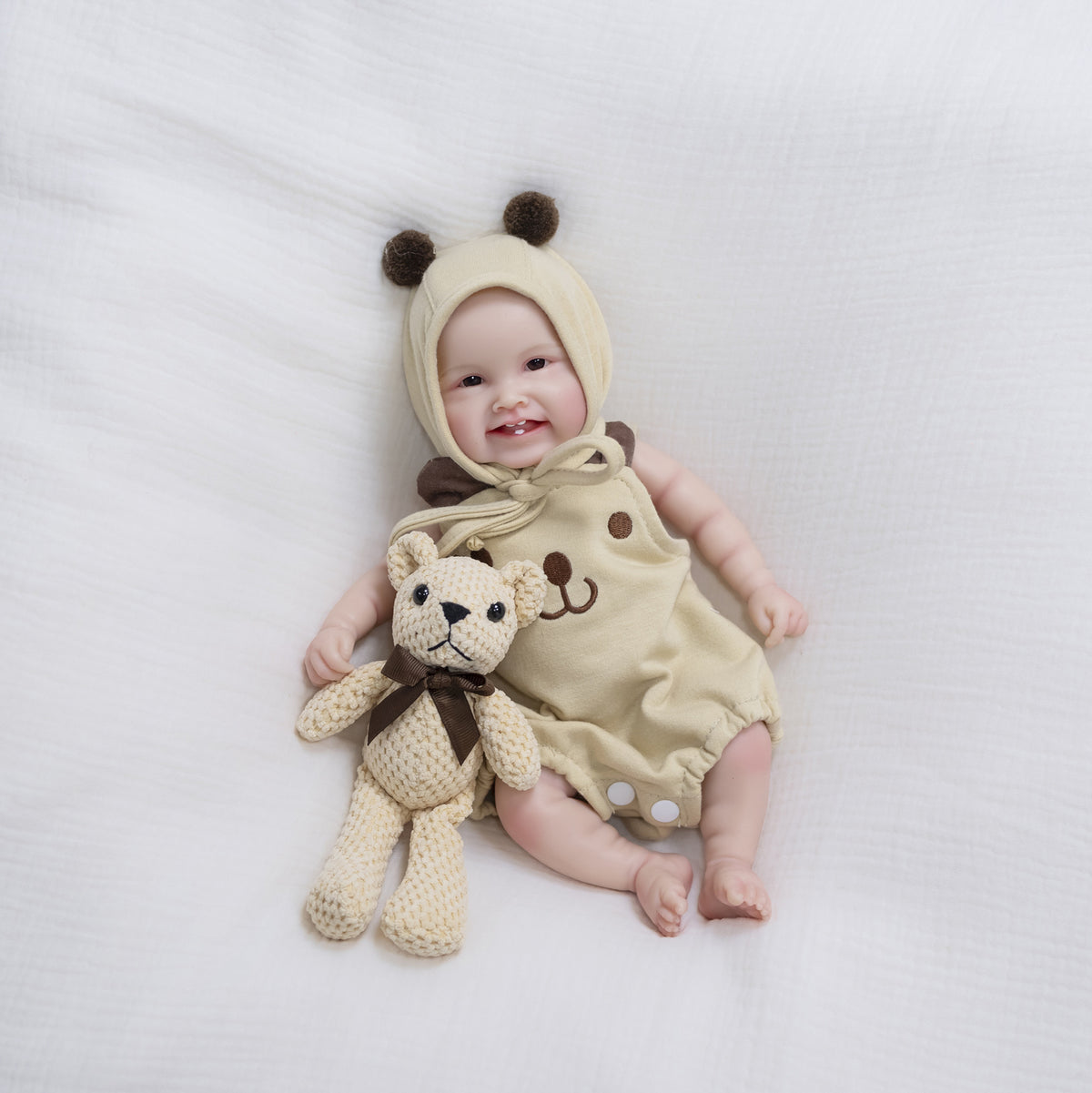 12-Zoll realistische Babypuppe aus Vollsilikon, entzückendes Design mit grinsendem Gesicht, passendes Geschenk für Feiertage und Geburtstage für jedes Alter