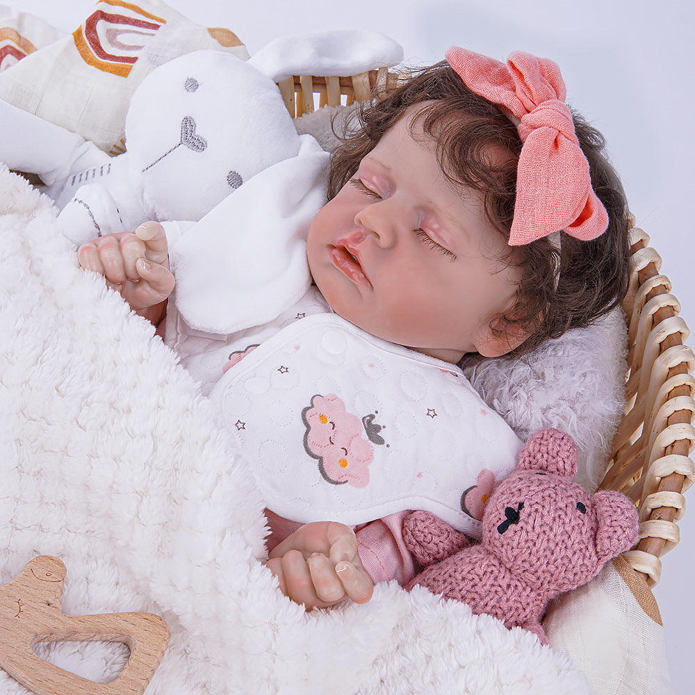 18-Zoll-Reborn-Puppe mit Stoffkörper und kompletter Kleidung, erstklassiges Weihnachtsgeschenk für Puppenliebhaber
