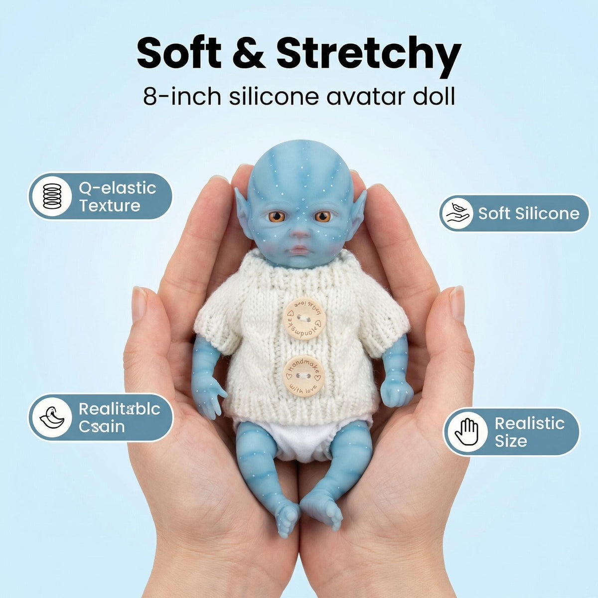 8-Zoll-Avatar-Reborn-Puppe aus Vollsilikon