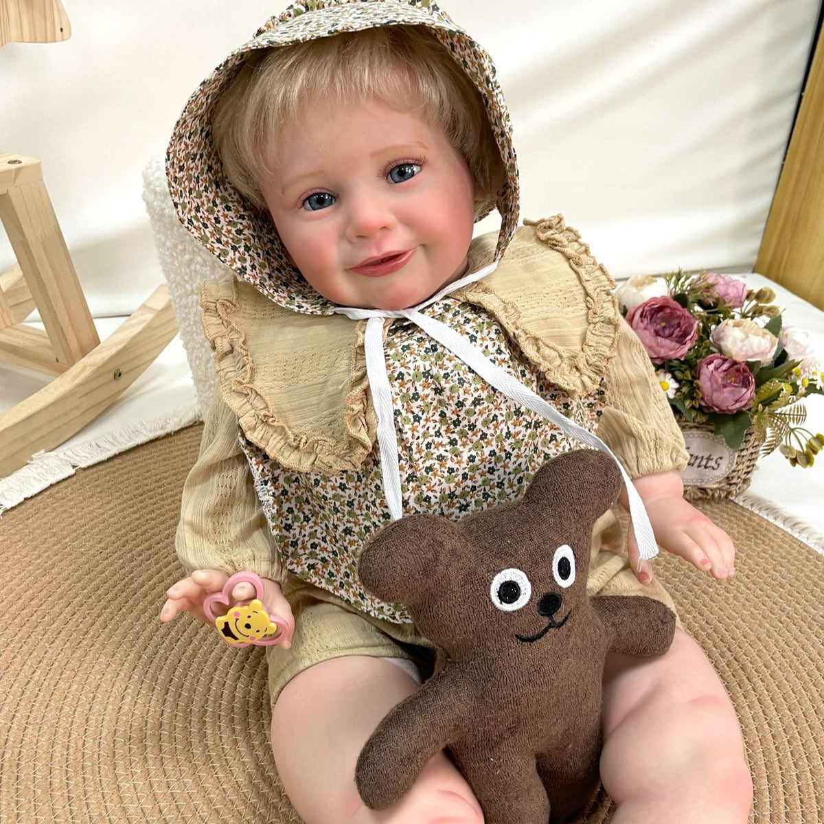 26 Zoll handgefertigte lebensechte Reborn-Puppe mit Stoffkörper, 3D-Haut, realistisches Neugeborenes, Spielzeug-Geschenk für Mädchen und Puppensammler