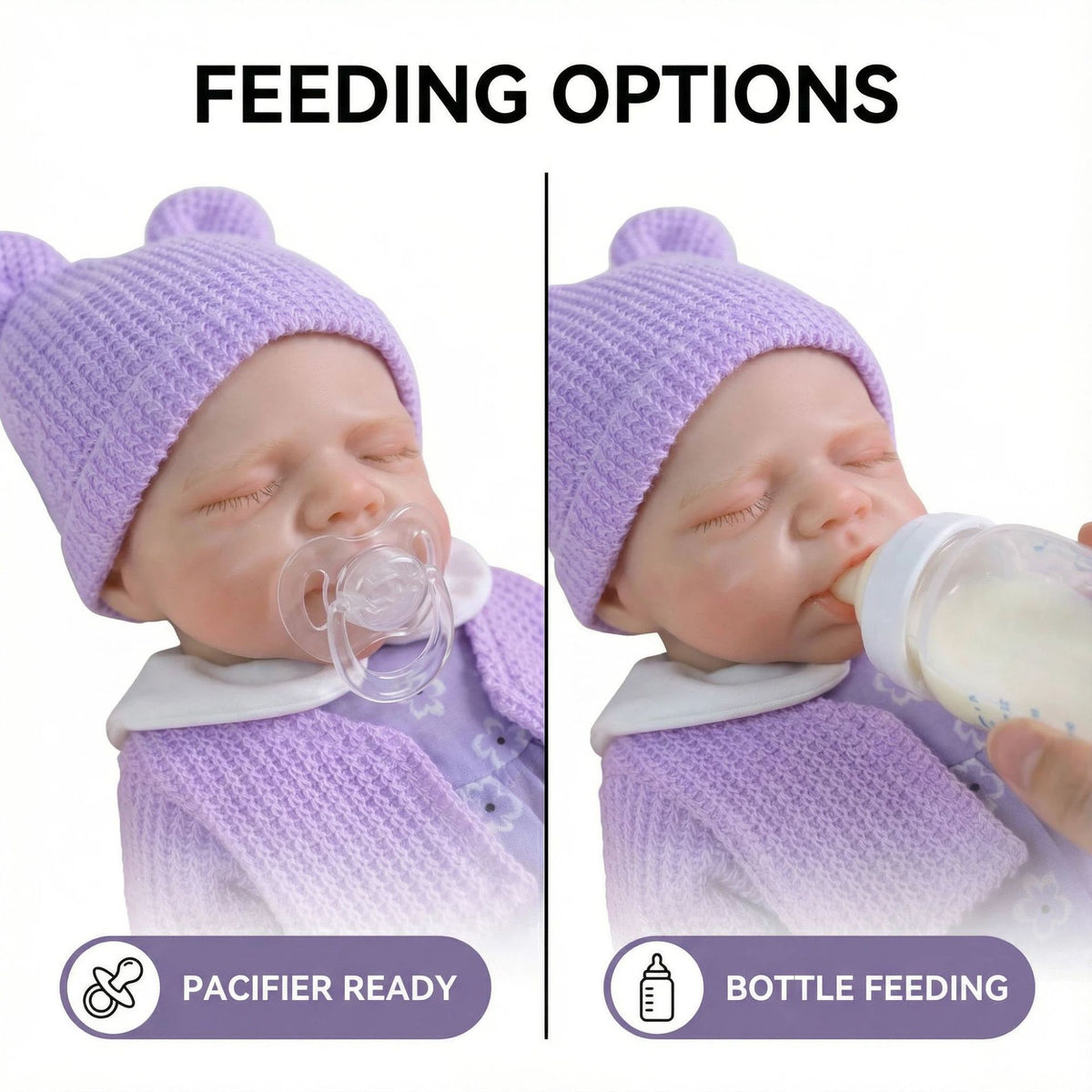12-Zoll-Pascale-Reborn-Puppe aus massivem Silikon mit lila Strickjacke als Weihnachtsgeschenk für Kinder