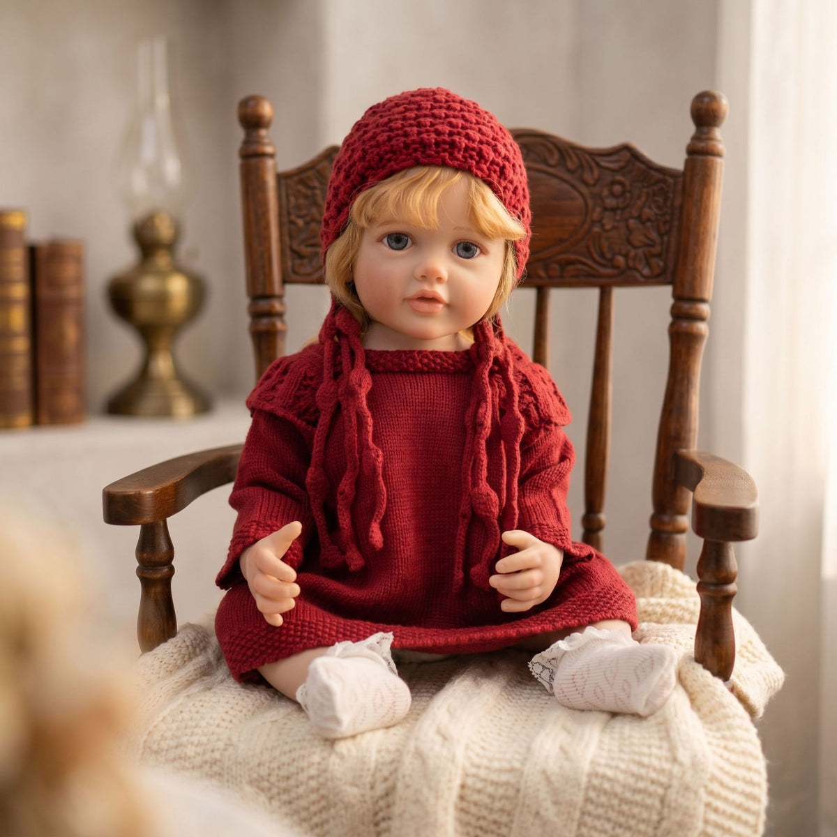 22 Zoll Reborn-Puppe mit Ganzkörper-Vinyl, simuliertes Baby, handimplantiertes Haar, Badespielzeug-Geschenk