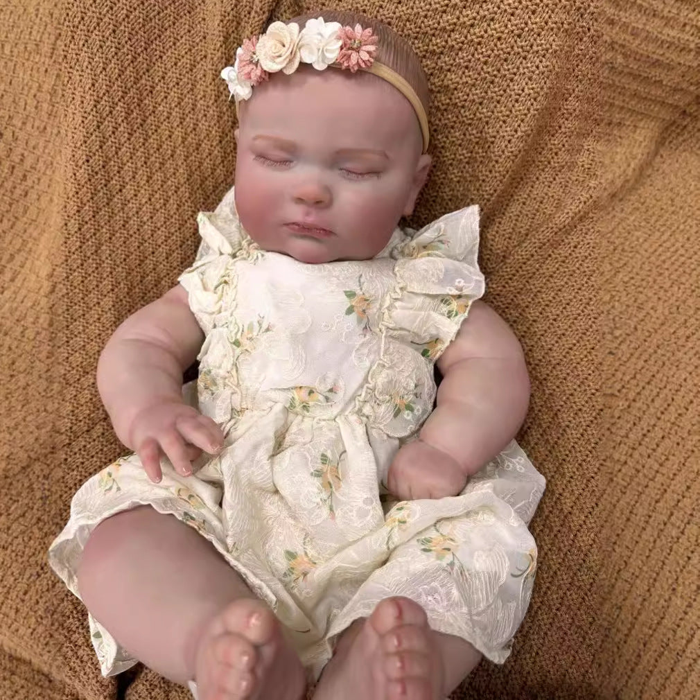 24-Zoll realistische Reborn-Neugeborenenpuppe mit Stoffkörper, detaillierter 3D-Haut, handgefertigte Sammlerpuppe für Mädchen und Puppenliebhaber