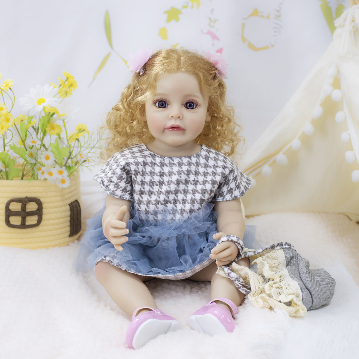 22-Zoll lebensechte Reborn-Puppe mit Ganzkörper-Vinyl, süße Geschenkidee für Kinder und Erwachsene zu besonderen Anlässen