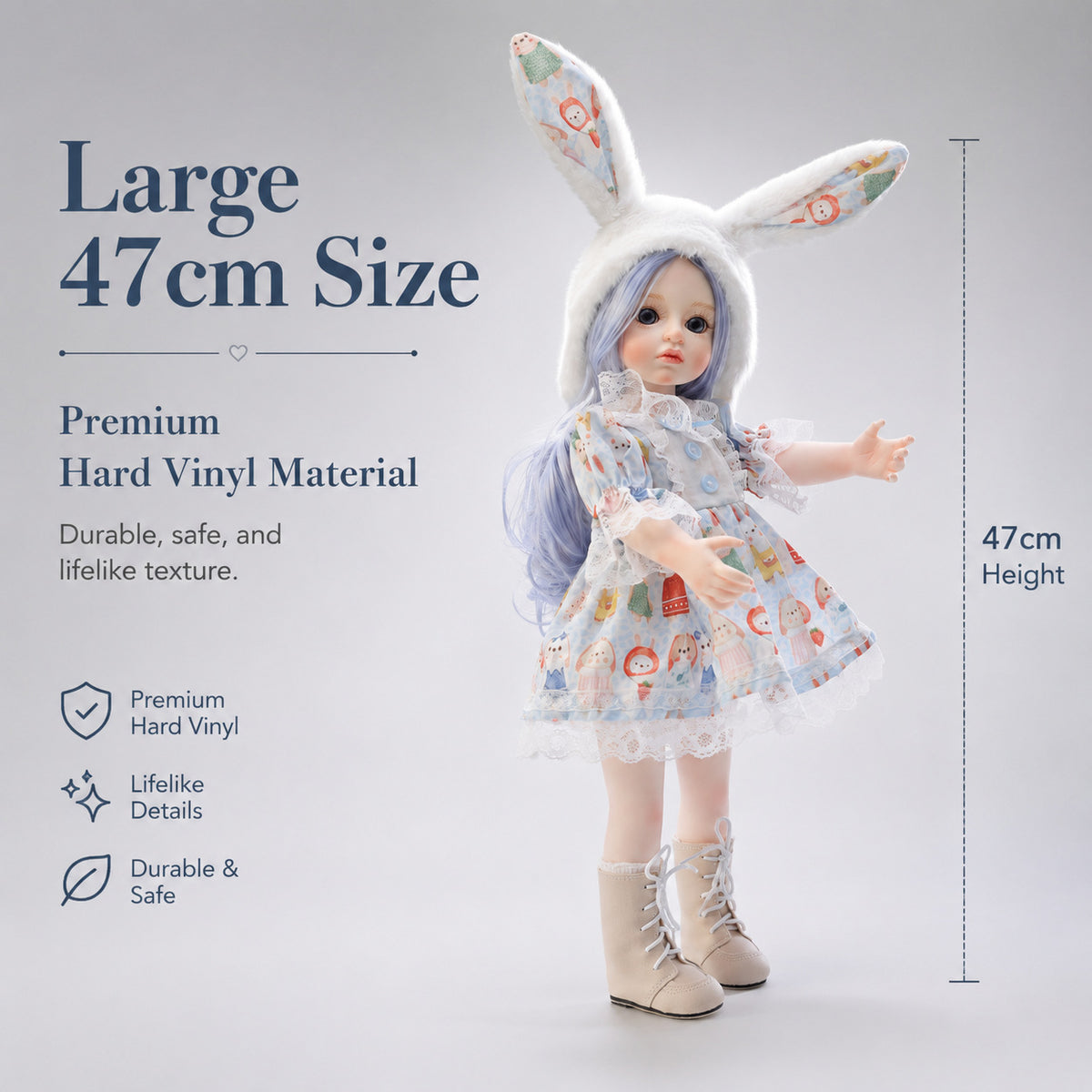 18 Zoll handgefertigte, lebensechte Reborn-Babypuppe mit Ganzkörper-Vinyl, realistischer 3D-Haut, Kinderspielzeug für kleine Mädchen