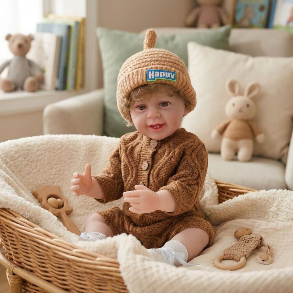 22 Zoll 55 cm Reborn Puppe Simulations-Babypuppe aus weichem Gummi