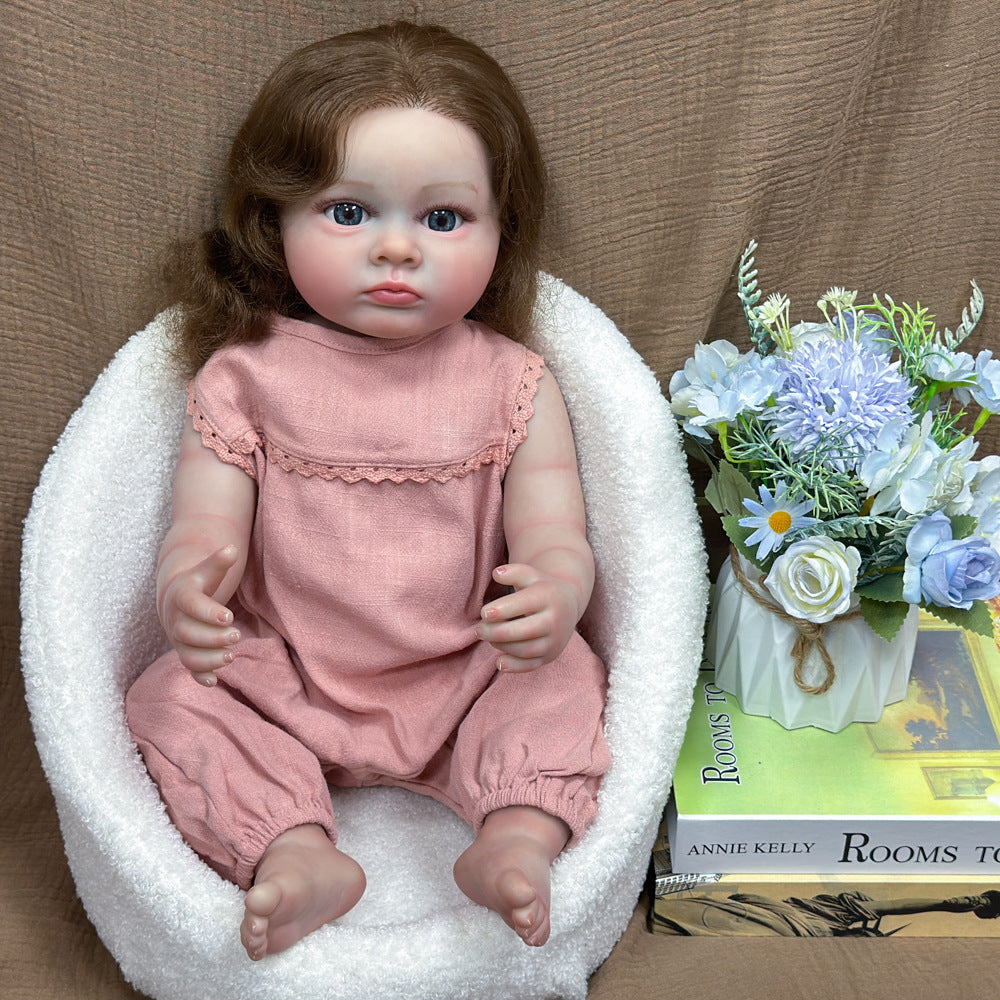22-Zoll-Ganzvinyl-Reborn-Puppe, lebensecht, mit zarter Spitzenkleidung, kostbares Erinnerungsstück für Geburtstage und Feiertage