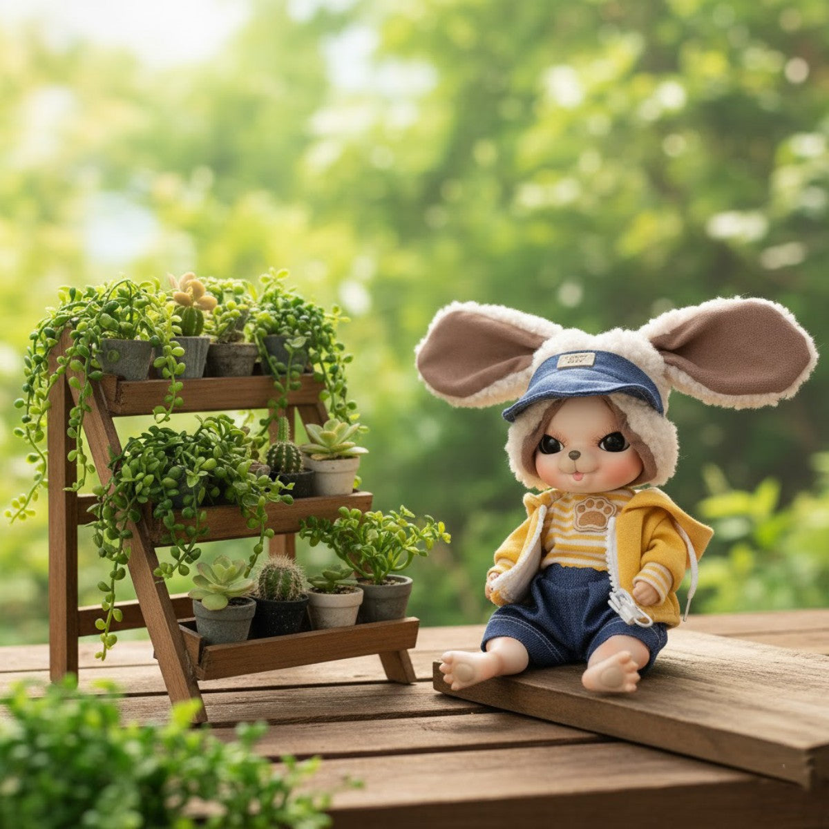Entzückende 10-Zoll-Porzellan-Anziehpuppe Gelber Hase (BJD)
