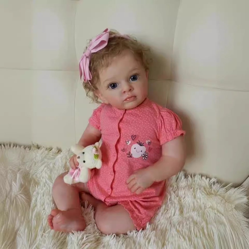 24 Zoll Reborn Babypuppe realistisch mit Stoffkörper Kleinkind Neugeborenes Mädchen Puppe Geschenk