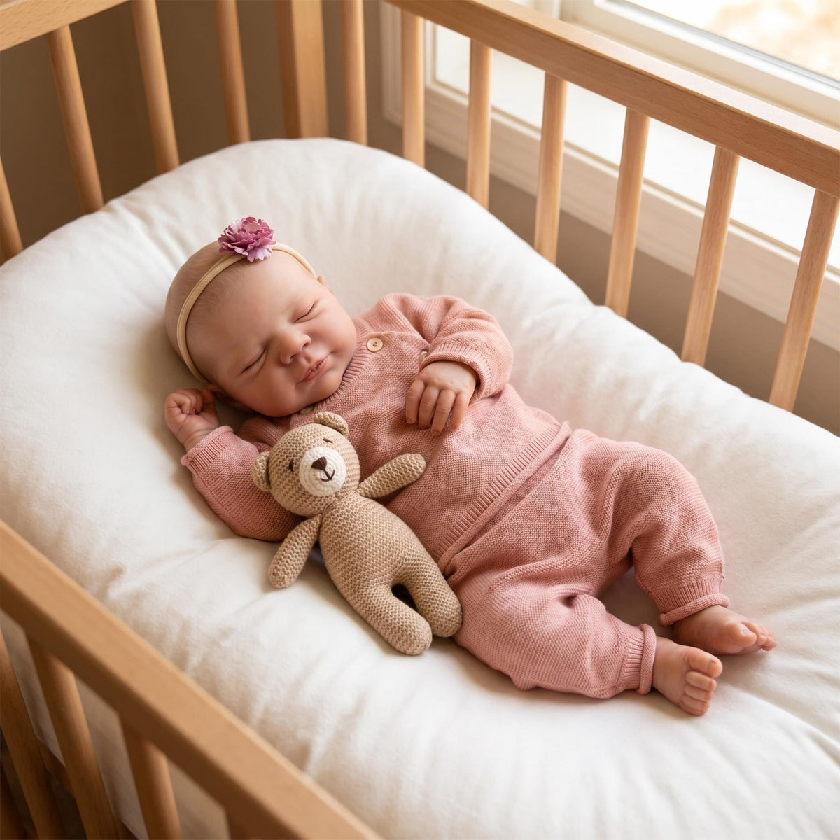 19 Zoll Reborn-Babypuppe aus Vollvinyl, schlafendes Neugeborenes mit geschlossenen Augen, perfektes Spielzeug für Geburtstage, Weihnachten & Ostern, Begleitspielzeug für Mädchen und erwachsene Sammler