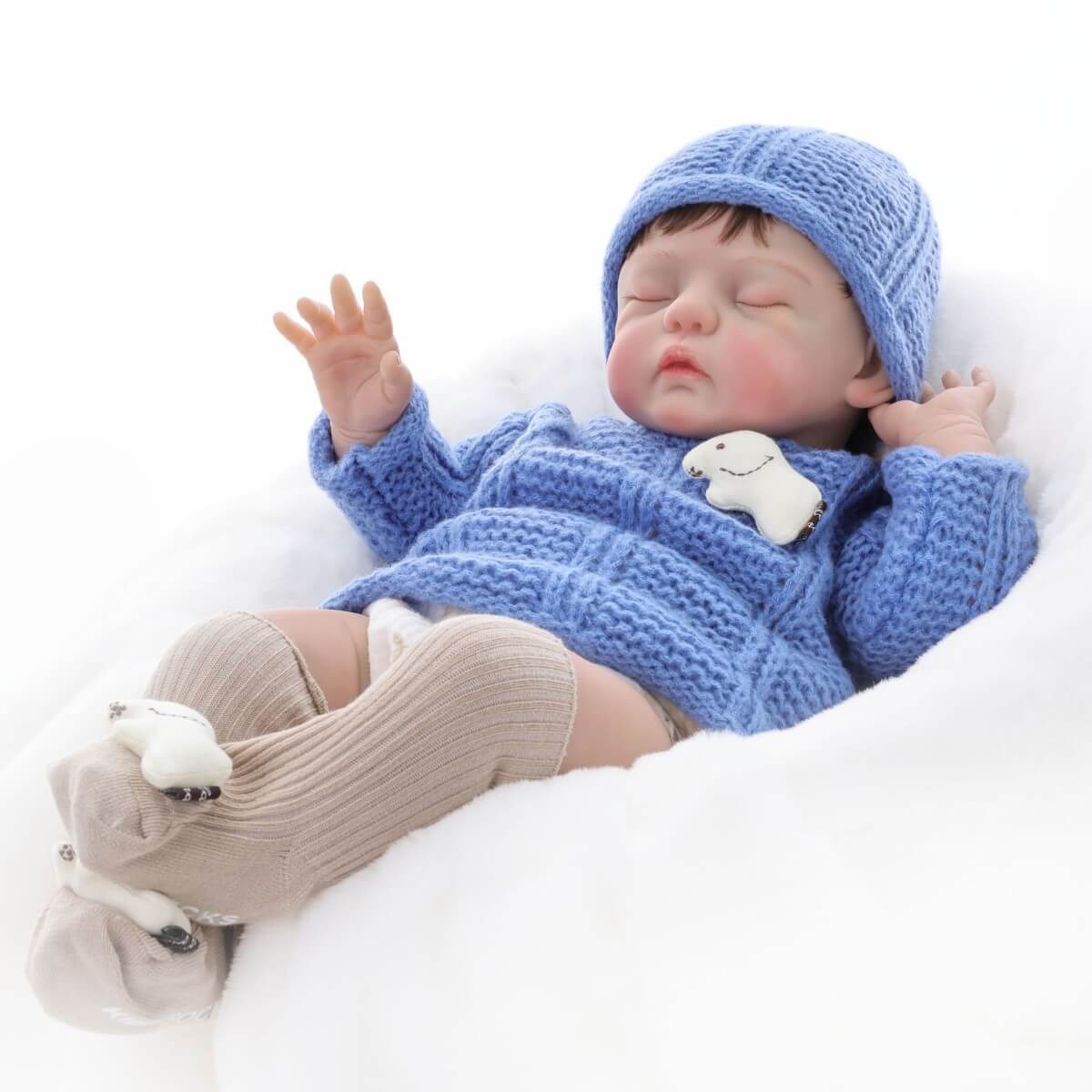 24 Zoll Reborn-Puppe mit Haar-Transplantation, Stoffkörper, Größe 60 cm, realistisches Baby