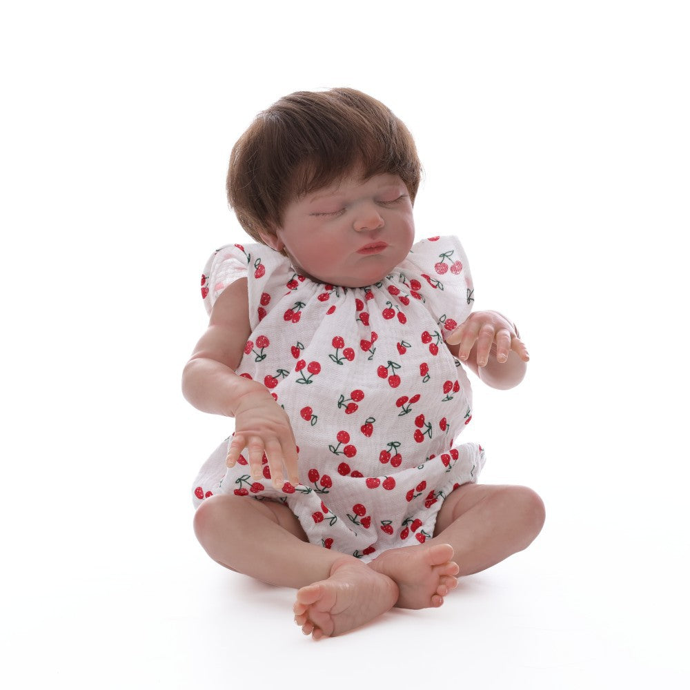 50 cm Rebirth-Puppe mit Haarimplantat, Stoffkörper-Simulations-Babypuppe für Mädchen, Ankleidespiel, Spielgefährte für zu Hause