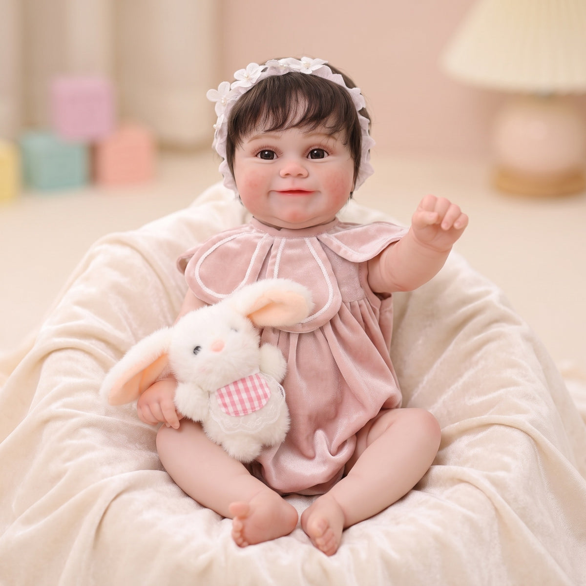 22 Zoll handgefertigte Reborn-Puppe, lebensechte 3D-Haut mit Adern, Ganzkörper-Vinyl-Babypuppe, Geschenk für kleine Mädchen