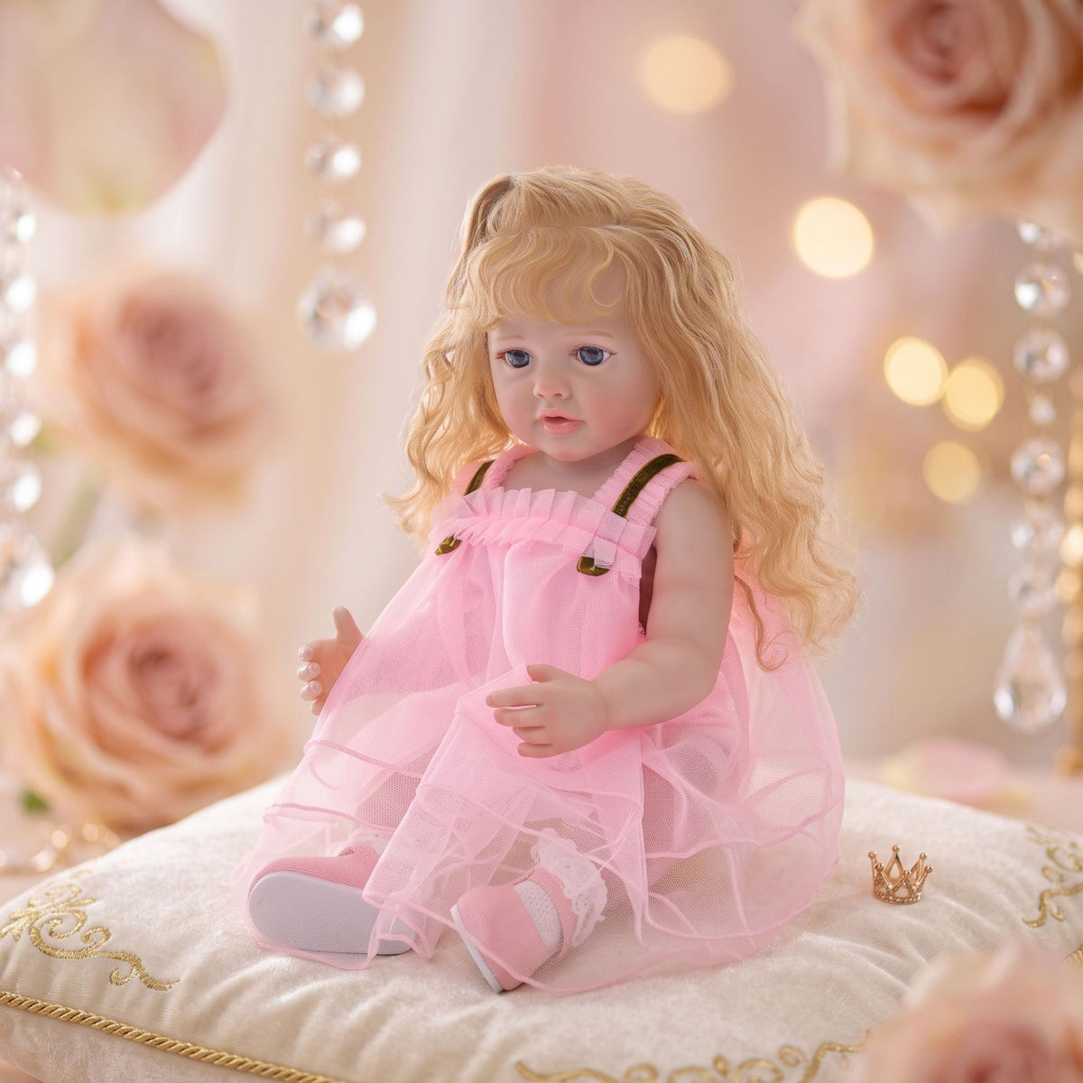 Ultrarealistische 22-Zoll Reborn-Neugeborenenpuppe mit Ganzkörper-Vinyl, weiche bewegliche Gliedmaßen, sichere Begleiterpuppe für Kinder