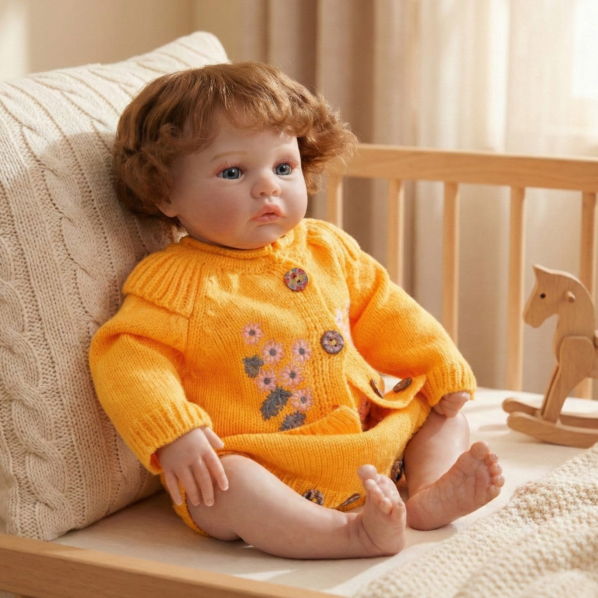 45 cm Reborn-Puppe mit implantierten Haaren, Baby-Simulation